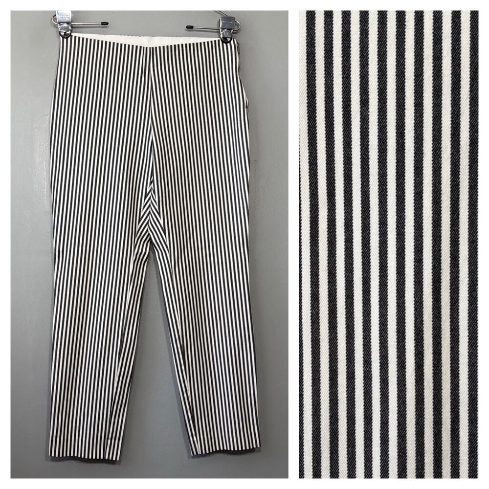 A New Day Ankle Pant Size 6 Striped Business Casual Preppy Stretch Slim Side Zip